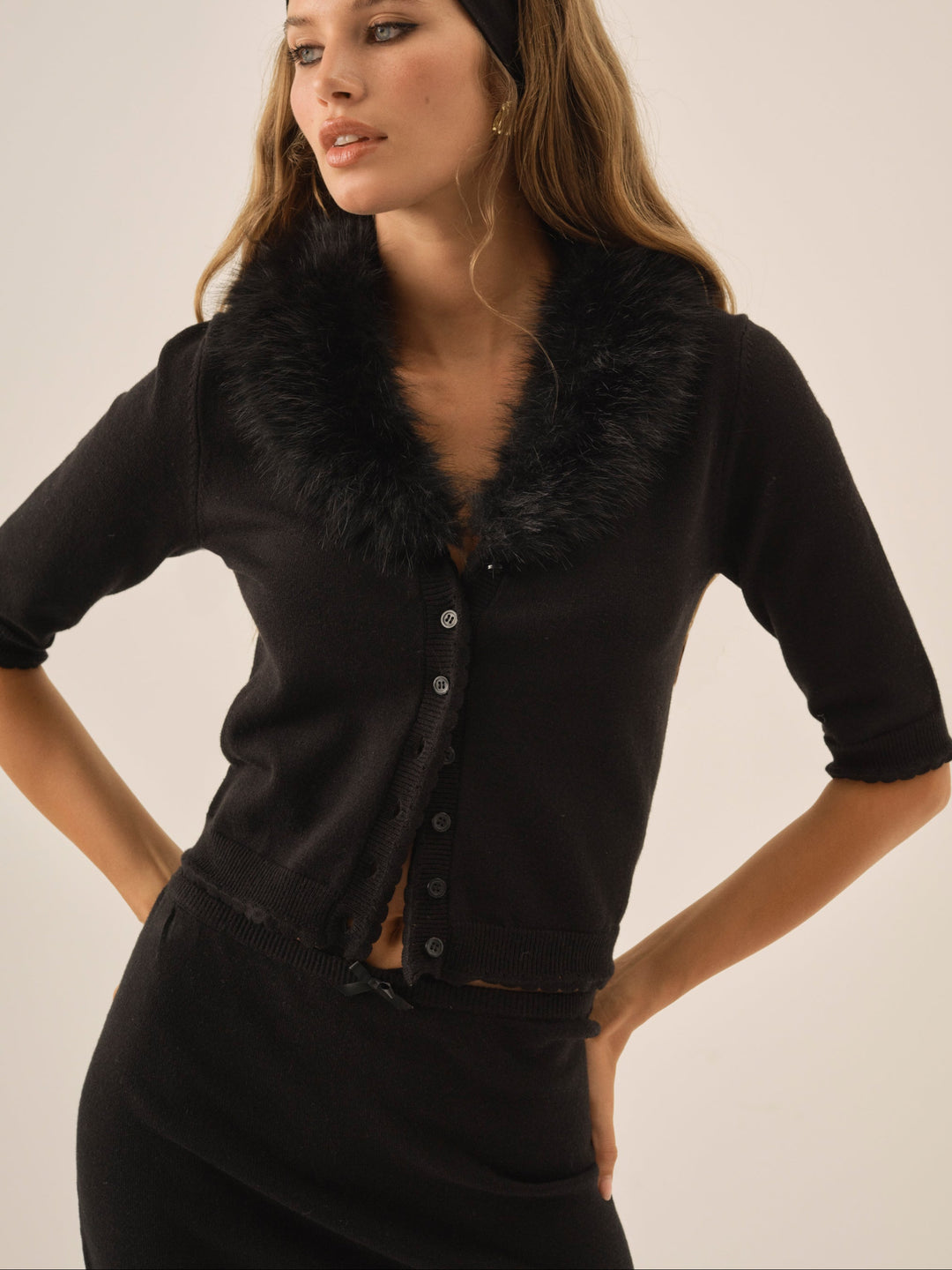 For Love and Lemons Maura Knit Cardigan - Black