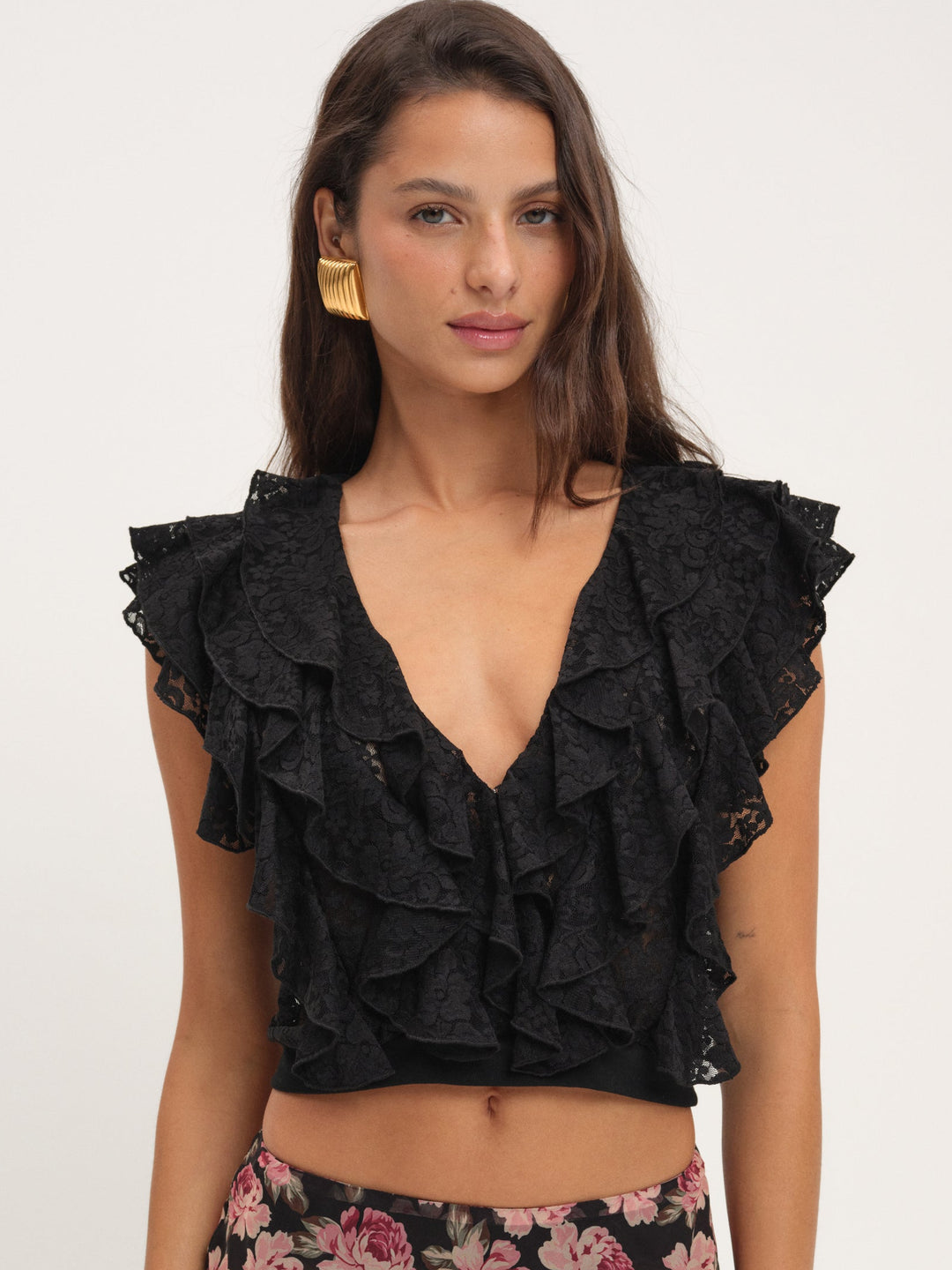 For Love and Lemons Lucianna Lace Top - Black