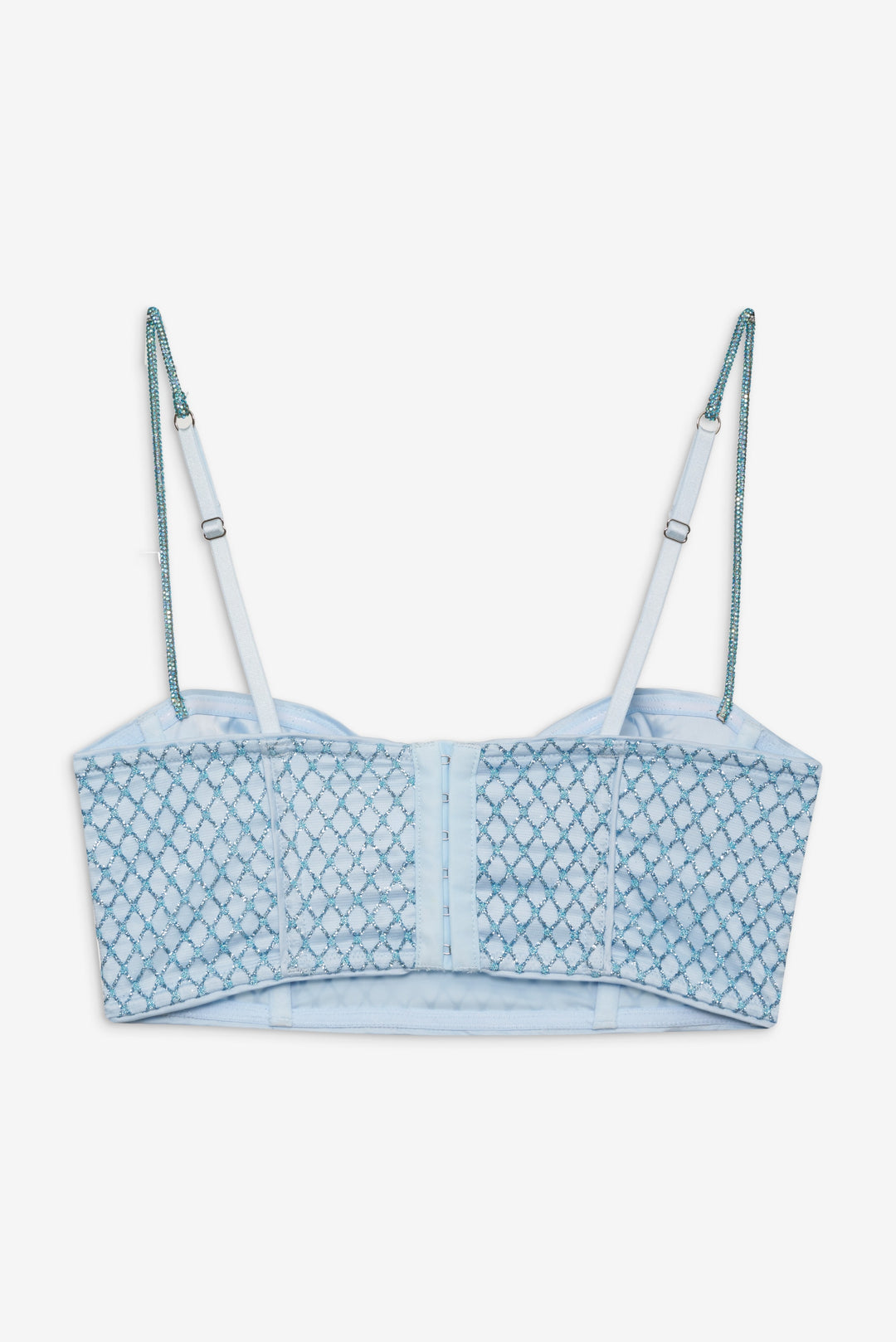 For Love and Lemons Glitter Grid Bustier Top - Blue