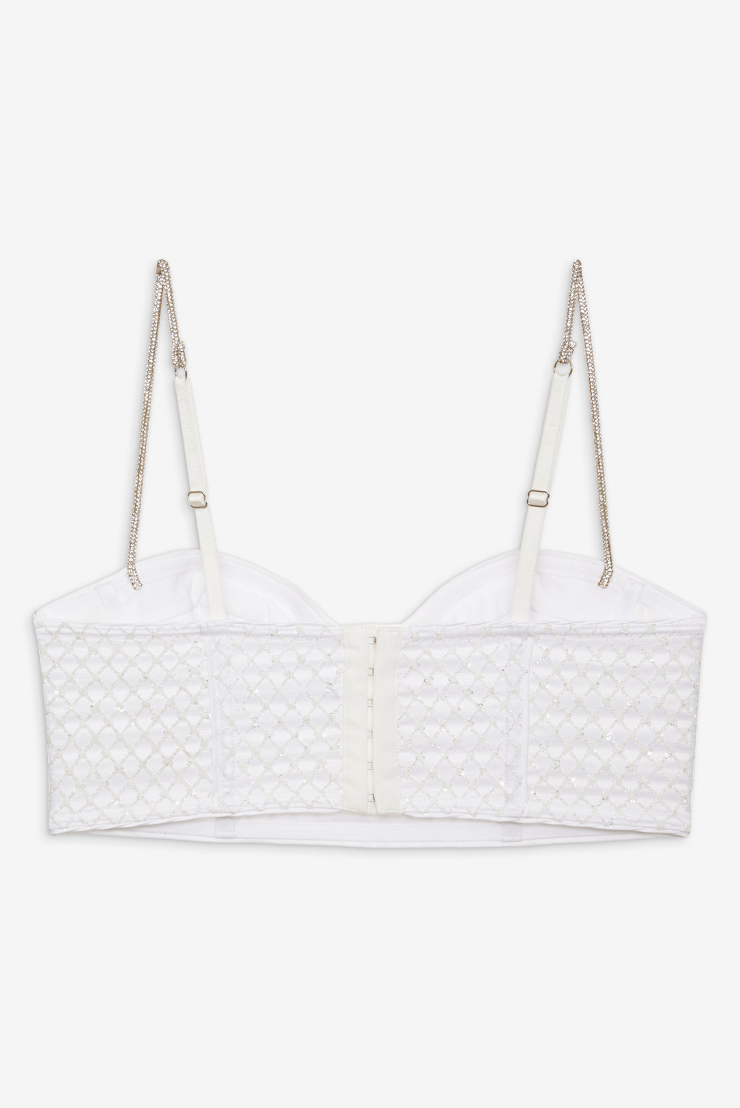 For Love and Lemons Glitter Grid Bustier Top - White