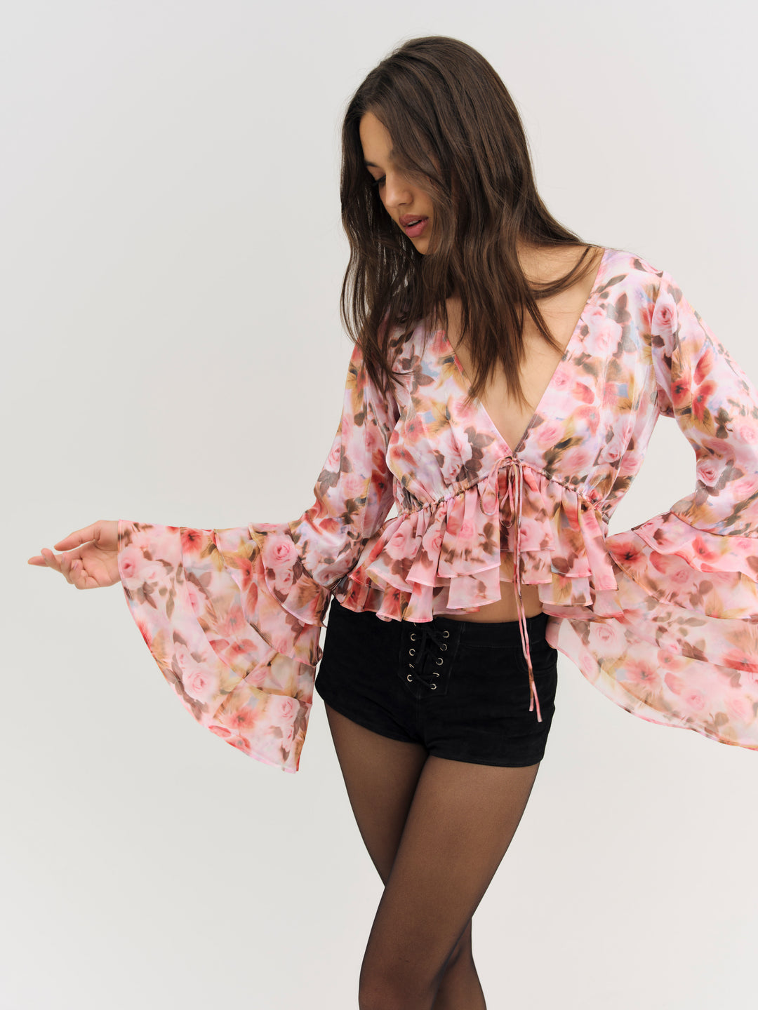 For Love and Lemons Fallen Floral Top - Pink