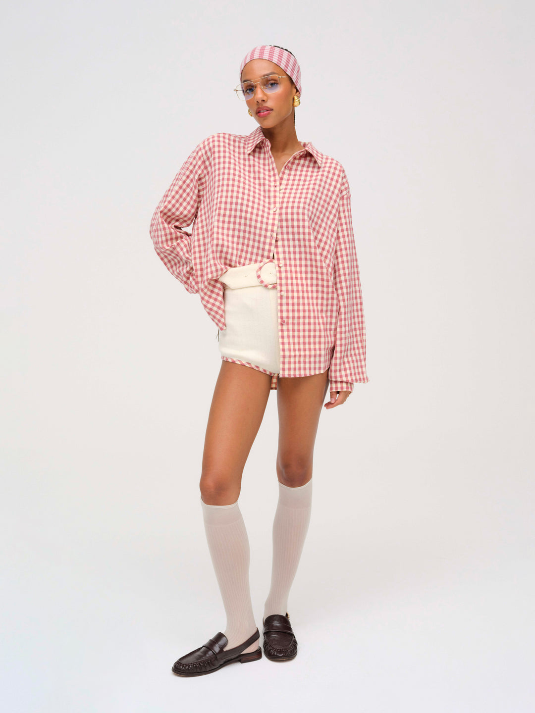 For Love and Lemons Georgia Gingham Button Down - Mauve
