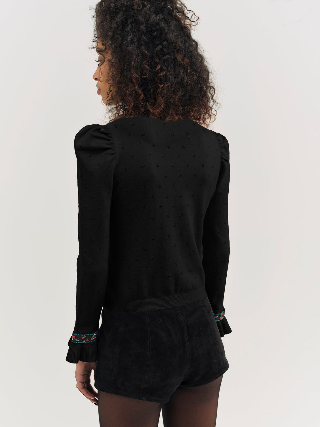 For Love and Lemons Naomi Knit Long Sleeve Top - Black