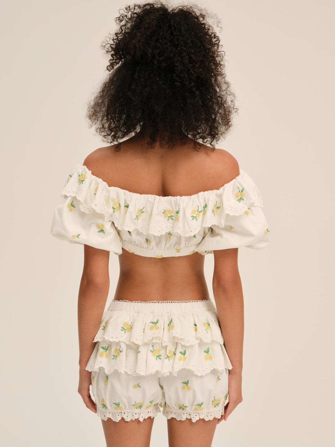 For Love and Lemons Lemon Spritz Crop Top - White