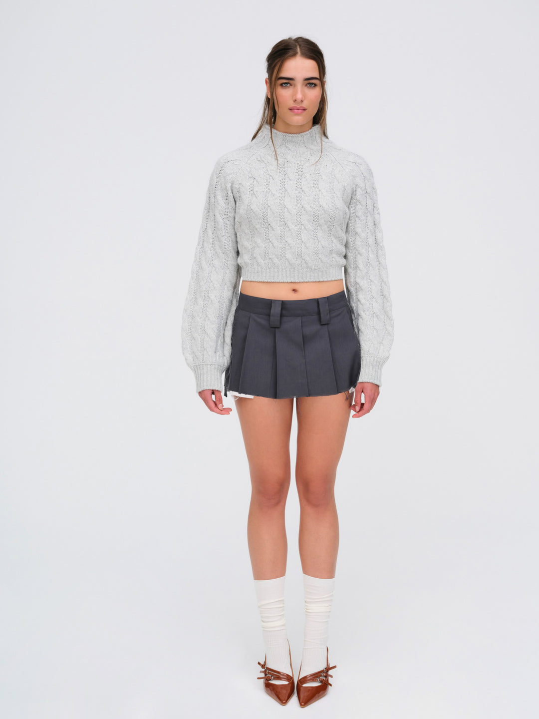 For Love and Lemons Lise Chunky Sweater - Grey