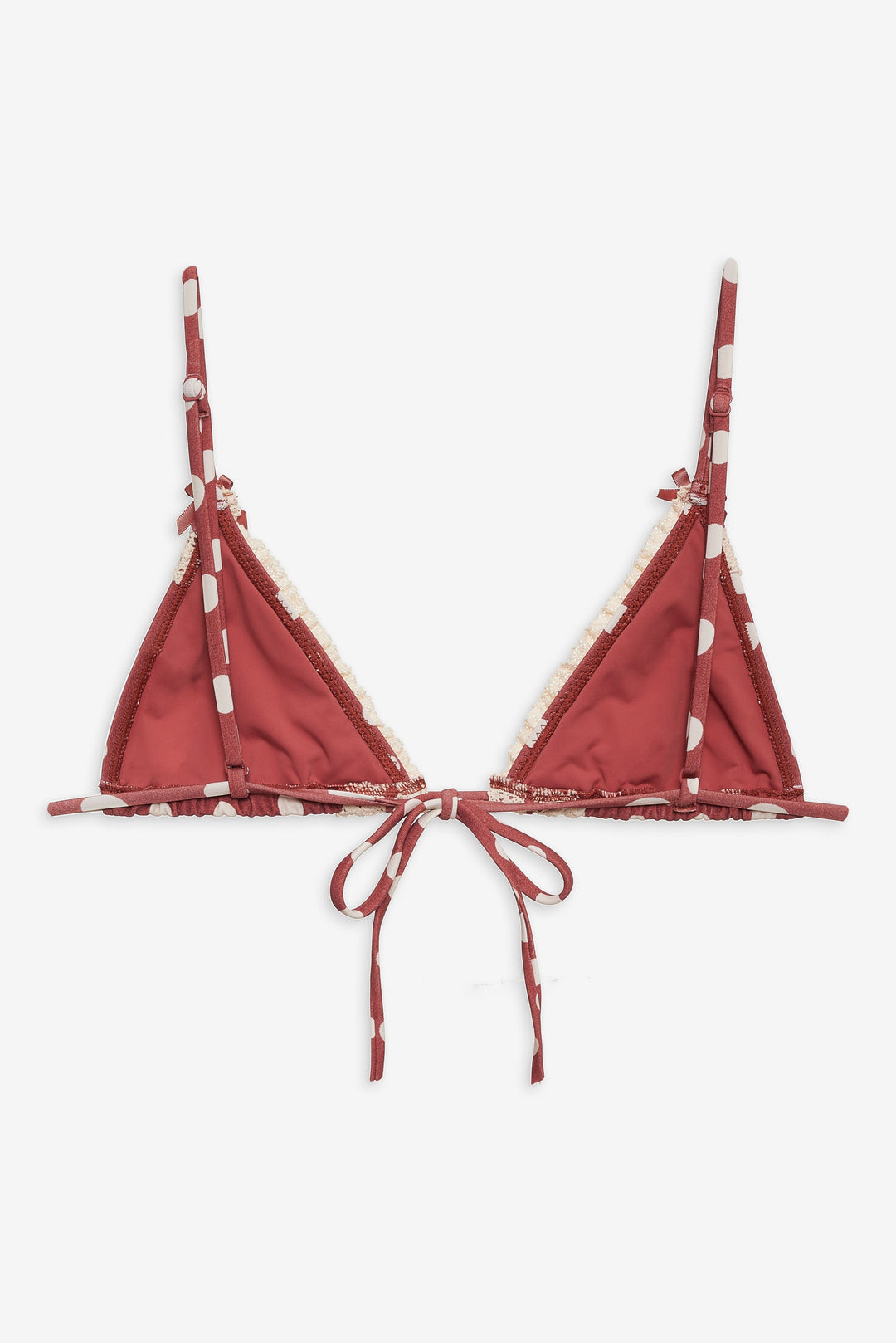 For Love and Lemons Dolly Dot Triangle Bikini Top - Red