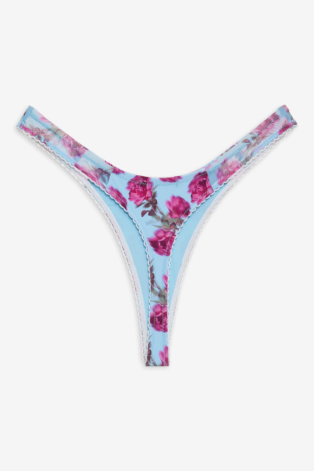 For Love and Lemons Floral Stems Bikini Bottom - Blue