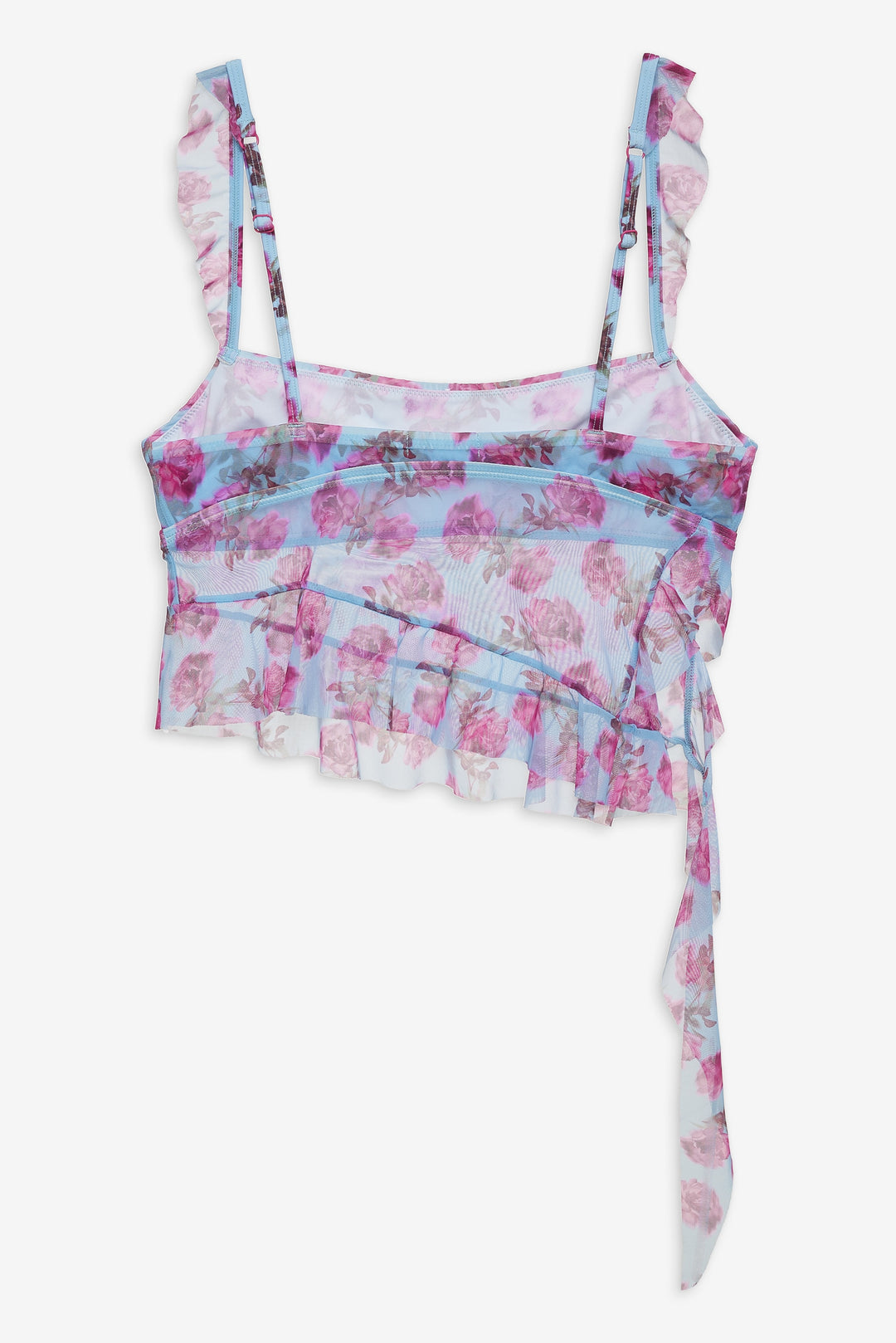 For Love and Lemons Floral Stems Ruffle Tankini - Blue