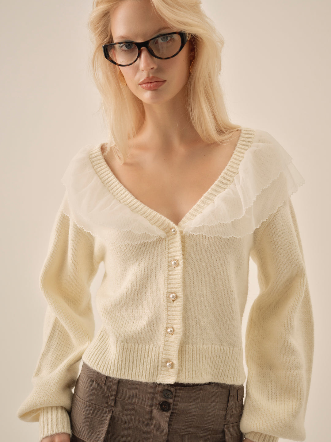 For Love and Lemons Aster Knit Cardigan - Cream