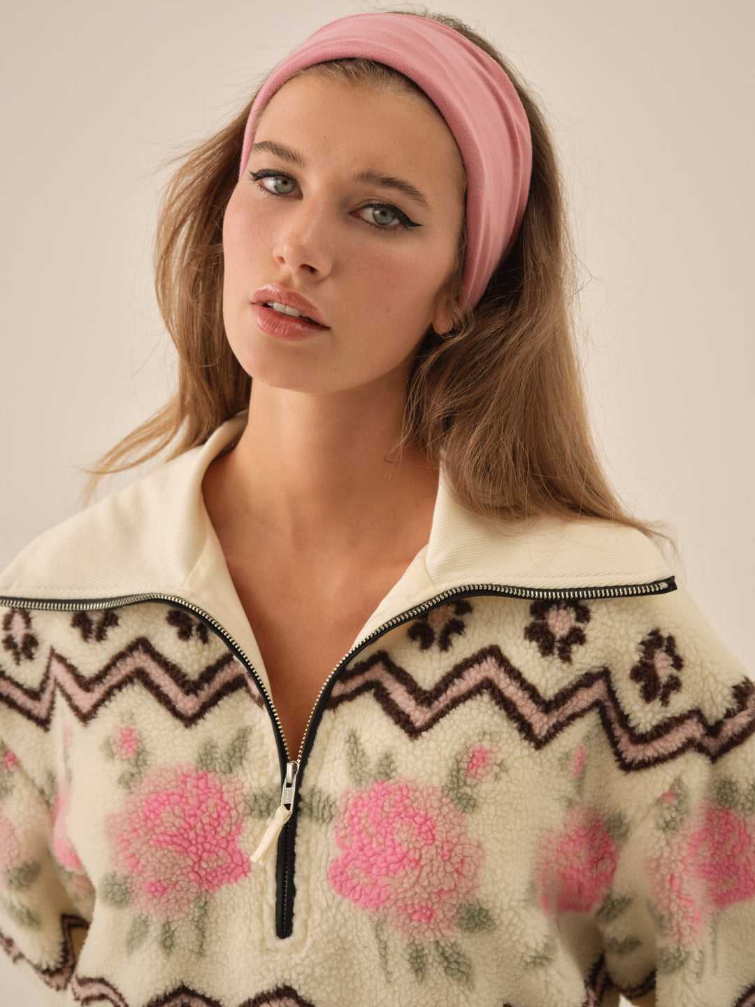For Love and Lemons Posey Sherpa Pullover - White