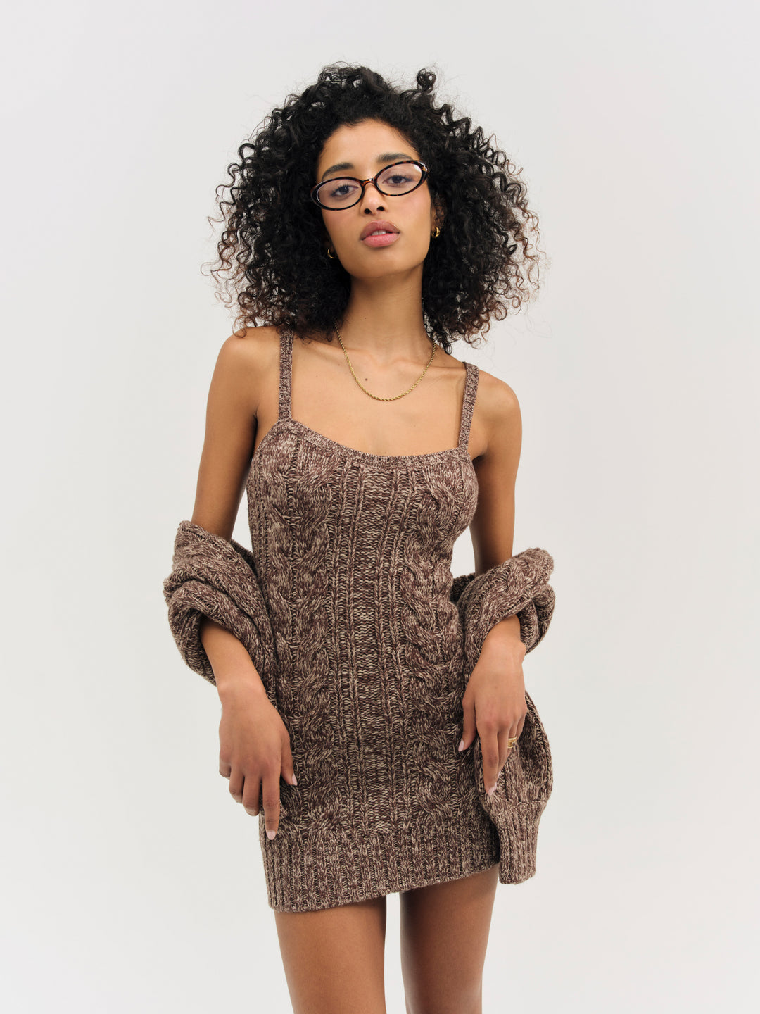 For Love and Lemons Nathalie Knit Mini Dress - Brown