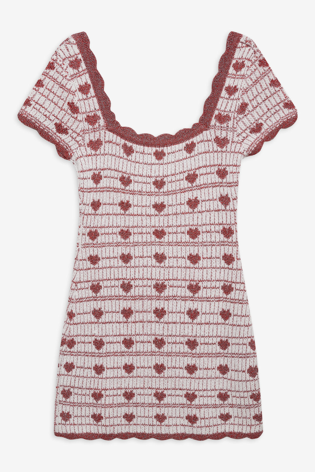 For Love and Lemons Candy Heart Knit Mini Dress - Cream