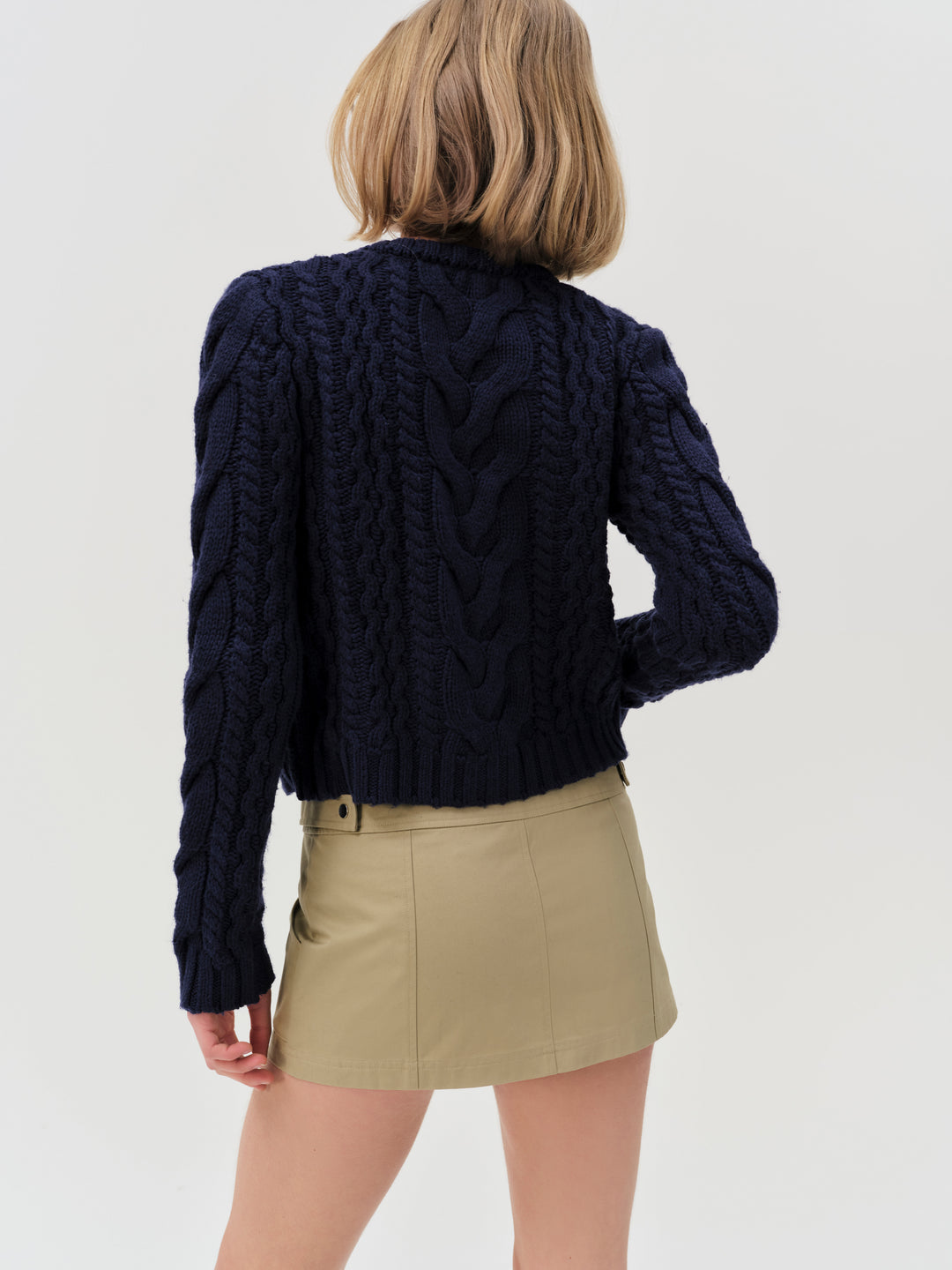 For Love and Lemons Emily Cable Knit Cardigan - Navy