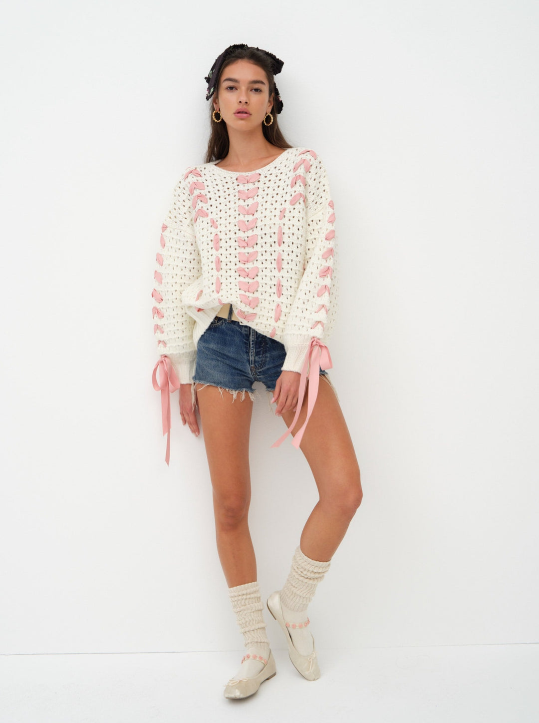 For Love and Lemons Laurel Oversized Sweater - White