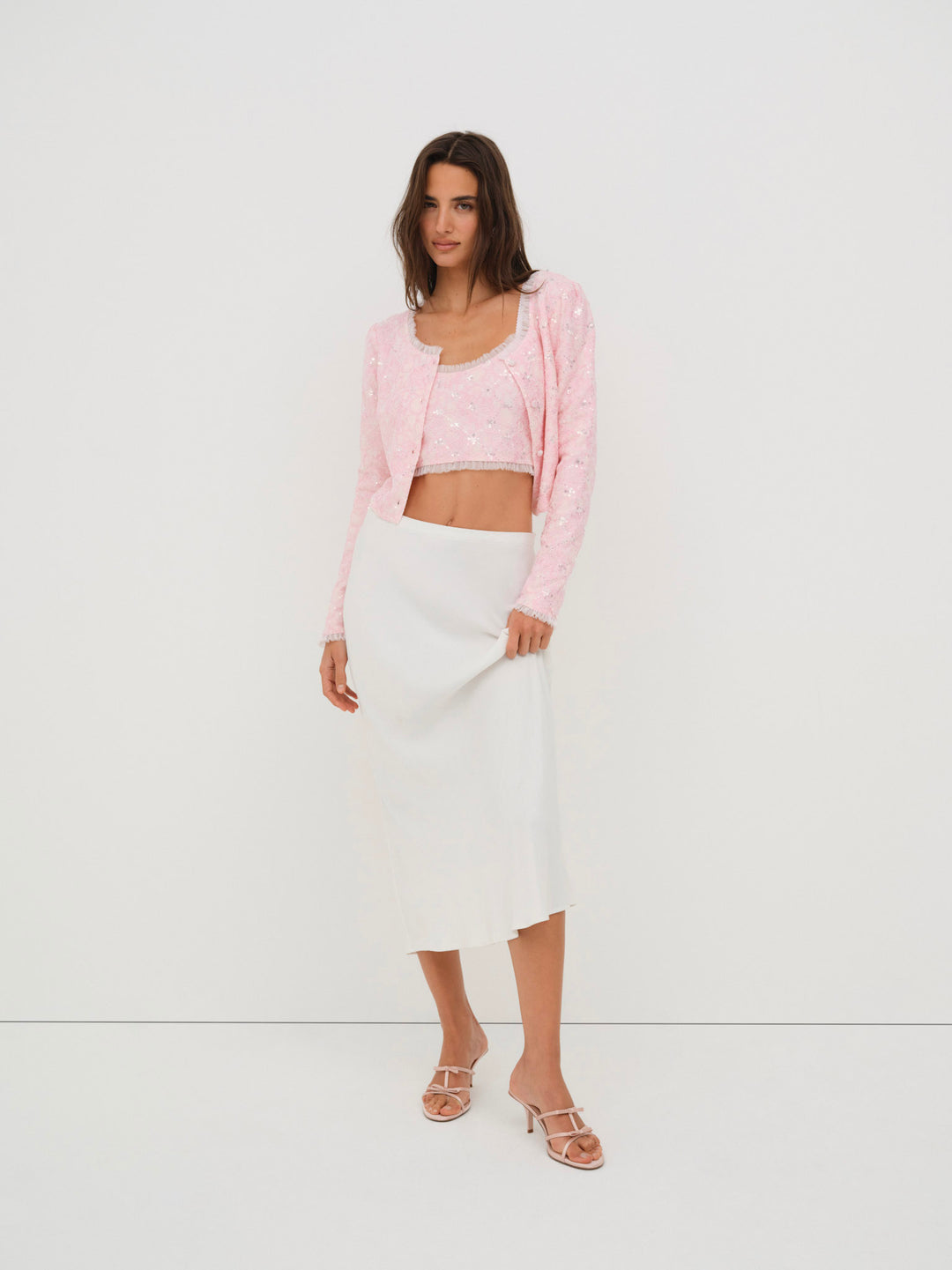 For Love and Lemons Isabeau Cardigan - Pink