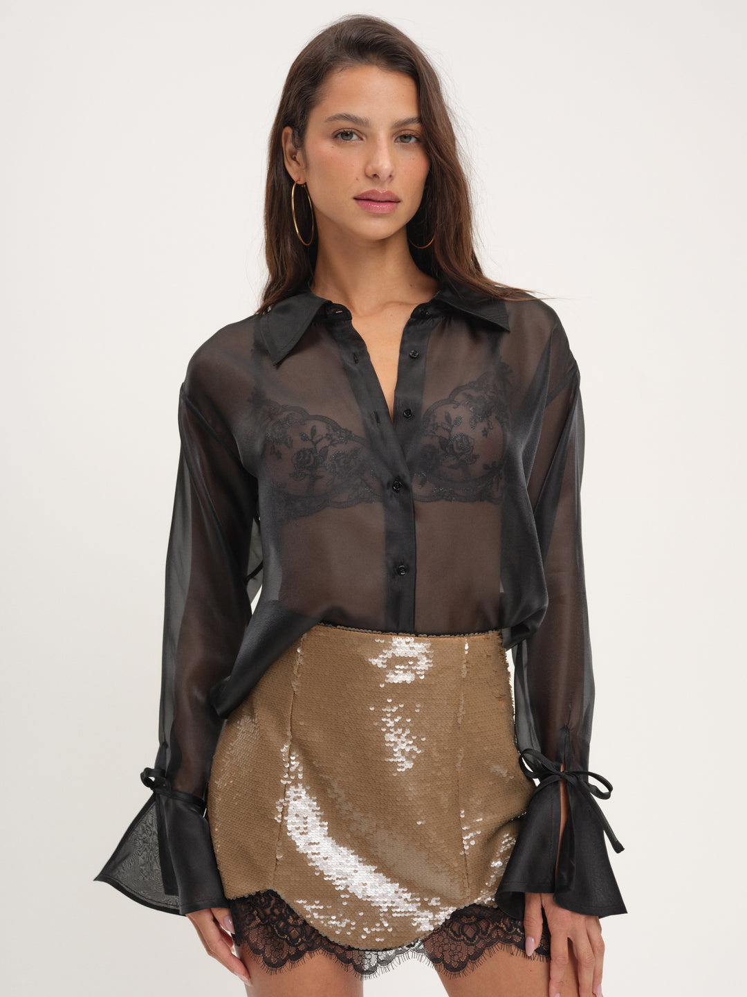 For Love and Lemons Sylvie Sequin Mini Skirt - Brown