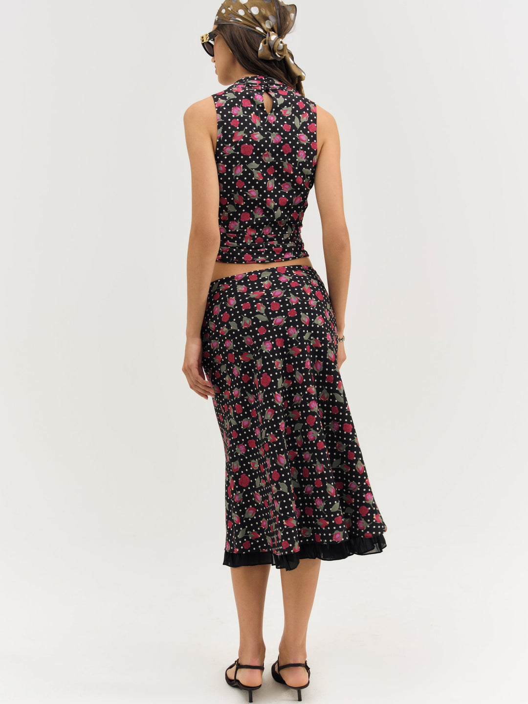 For Love and Lemons Betty Bud Midi Skirt - Black