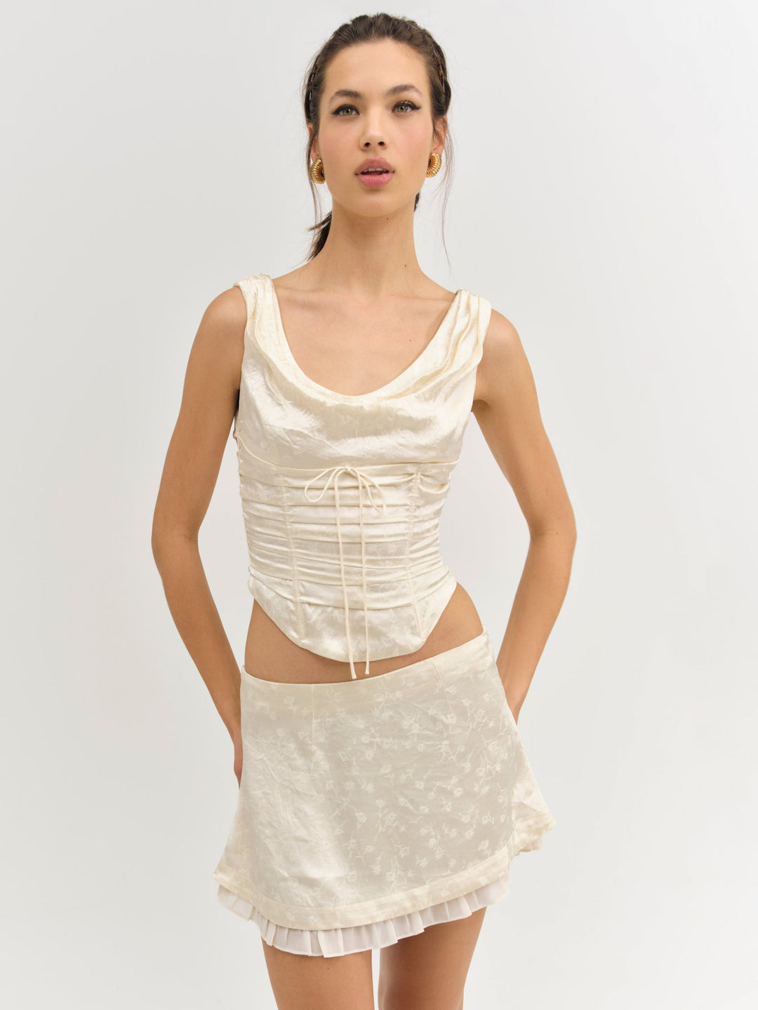 For Love and Lemons Carla Jacquard Mini Skirt - Cream