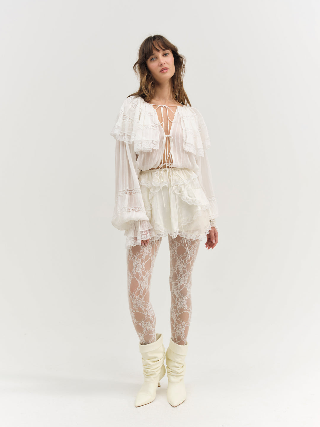 For Love and Lemons Jeanne Jacquard Mini Skirt - Cream