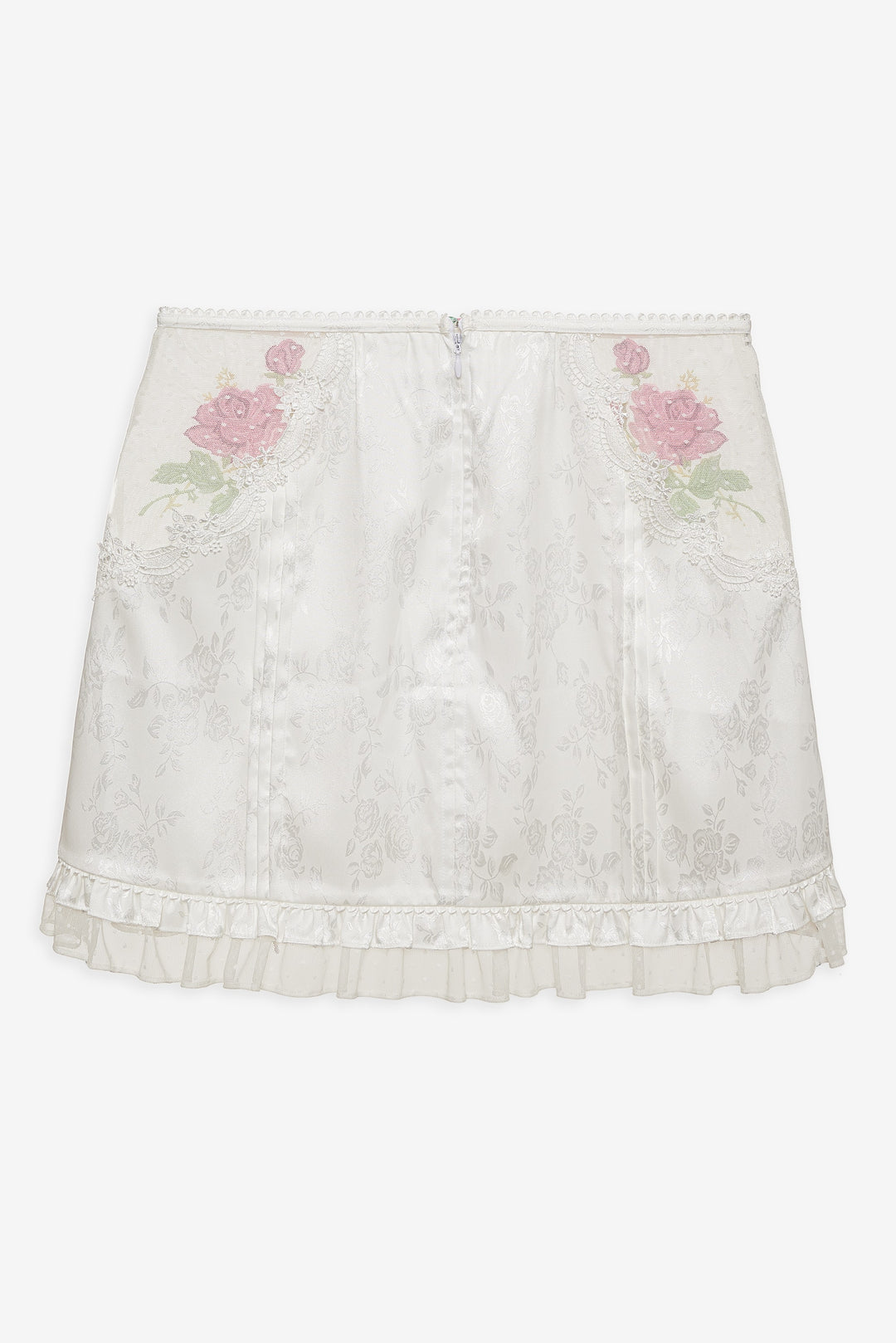 For Love and Lemons Heirloom Rose Slip Skirt - White