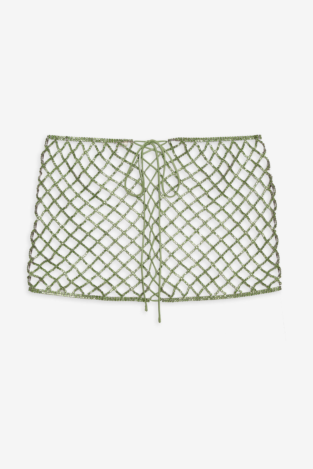 For Love and Lemons Tulip Grid Rhinestone Skirt - Green