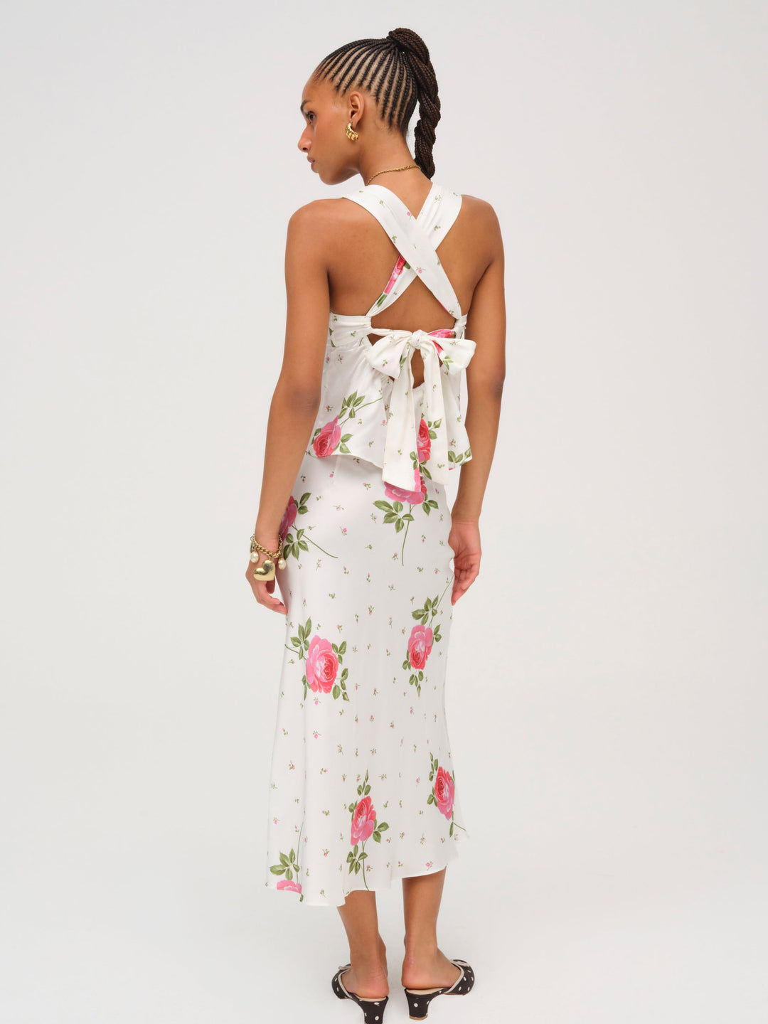 For Love and Lemons Rosebud Midi Skirt - White