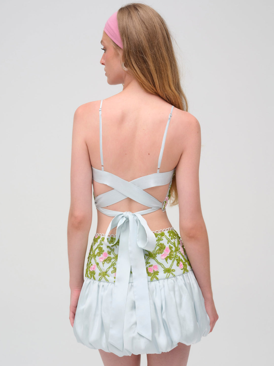 For Love and Lemons Bridget Beaded Mini Skirt - Blue