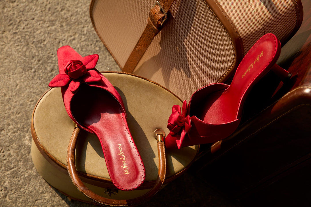For Love and Lemons Claudine Mule Heel - Red