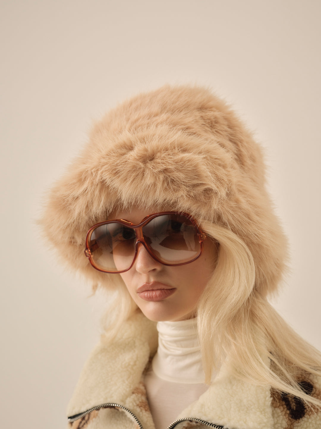 For Love and Lemons Margeux Fur Hat - Tan