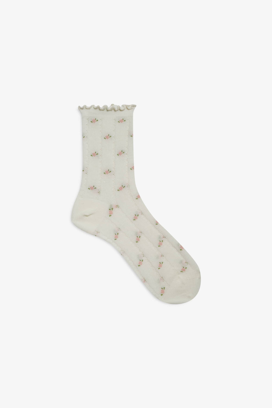 For Love and Lemons Pointelle Floral Crew Socks - Cream
