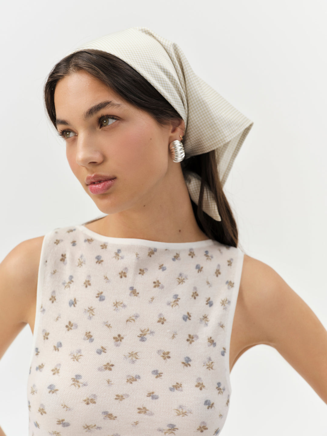 For Love and Lemons Sandra Gingham Headscarf - Tan