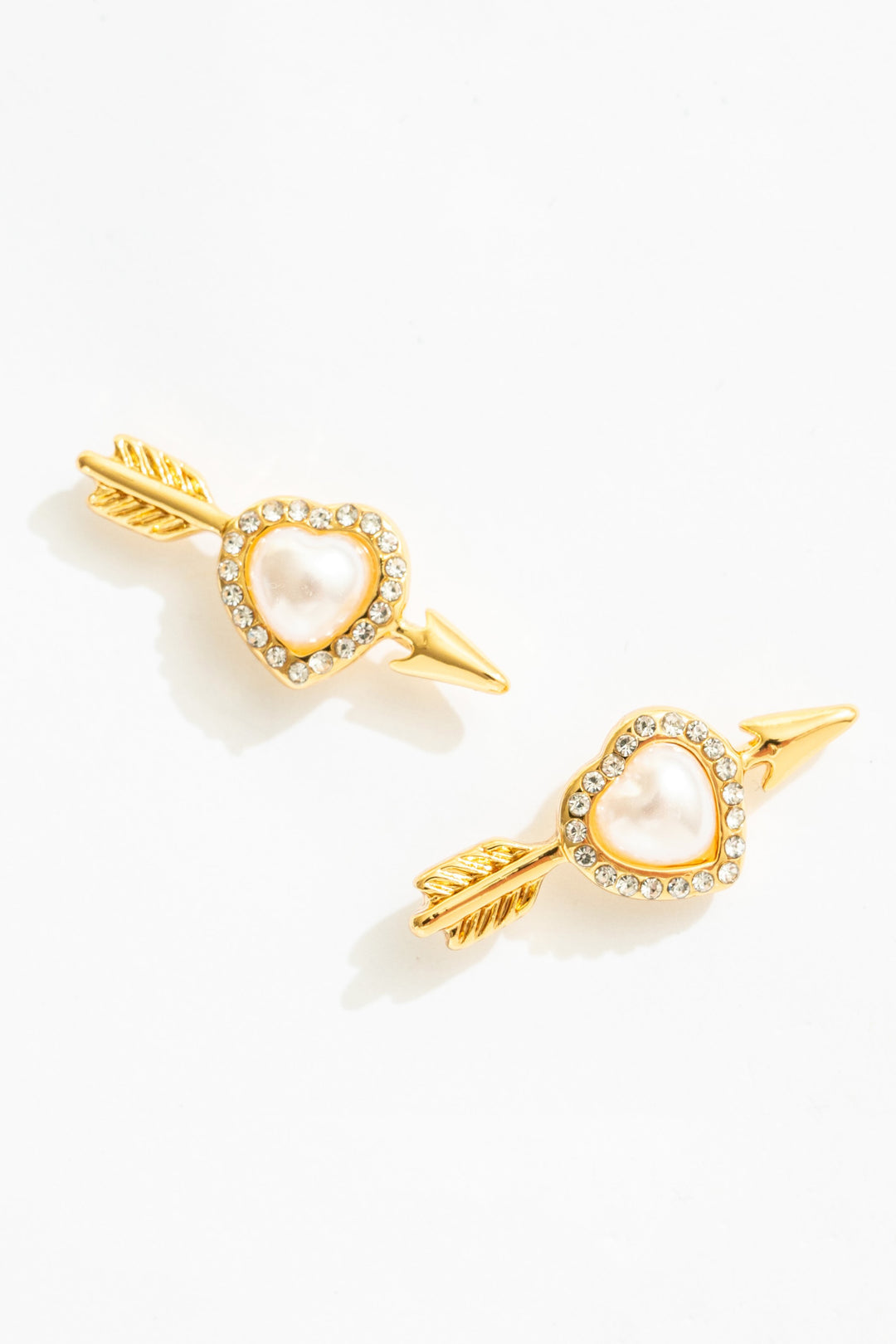 For Love and Lemons Cupid Heart Stud Earrings - White