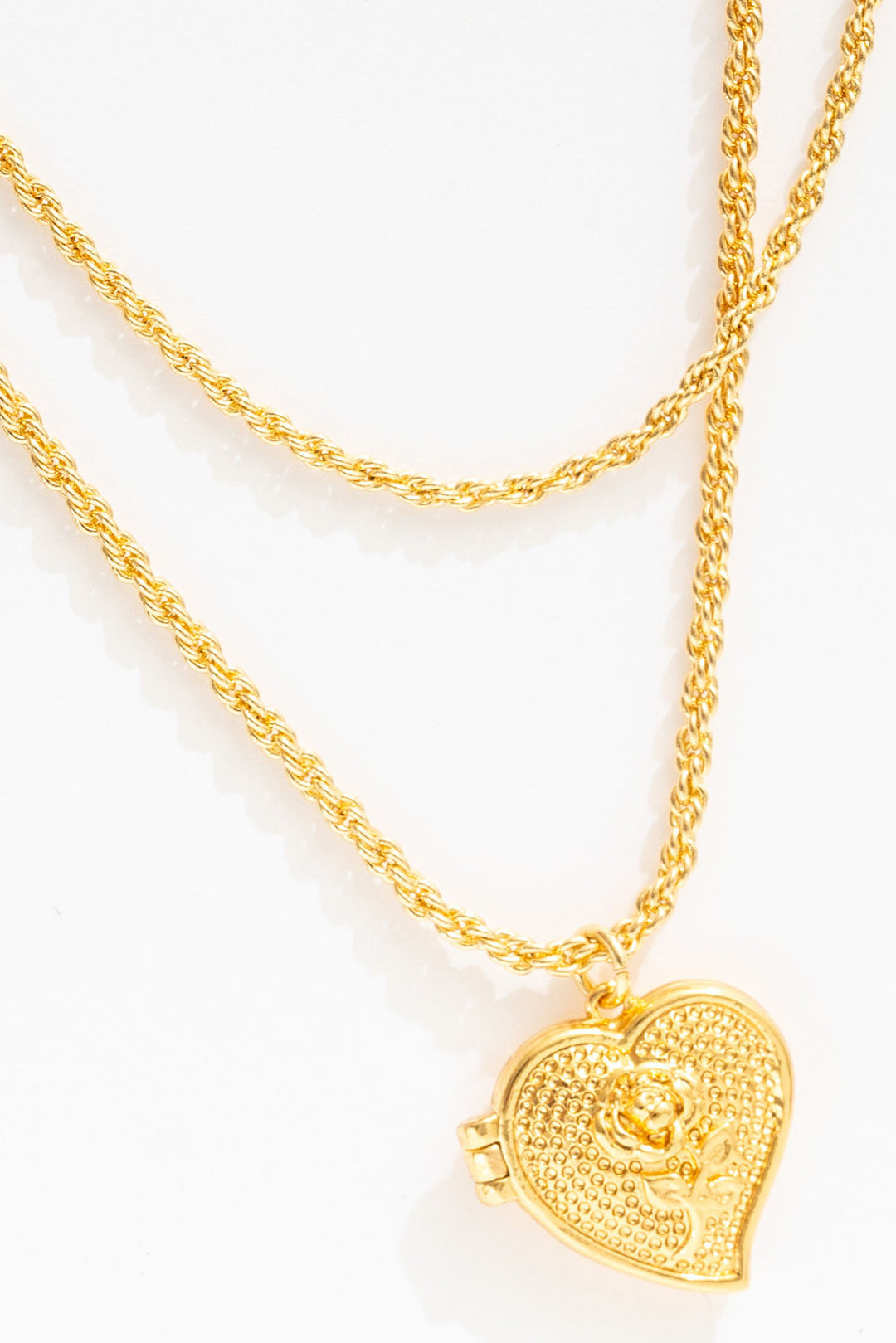 For Love and Lemons Lottie Layered Heart Locket - Gold