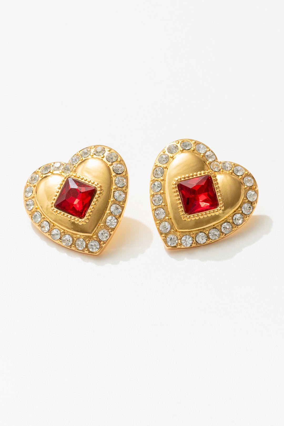 For Love and Lemons Ruby Red Heart Earrings - Red