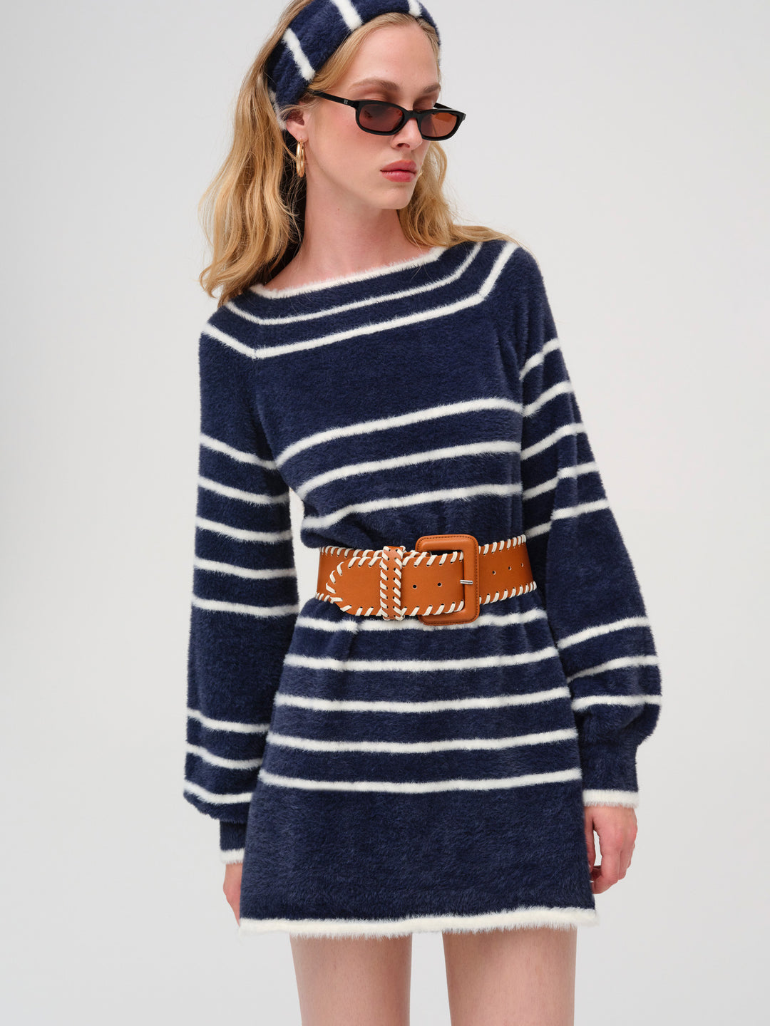 For Love and Lemons Wide Stitch Belt - Brown