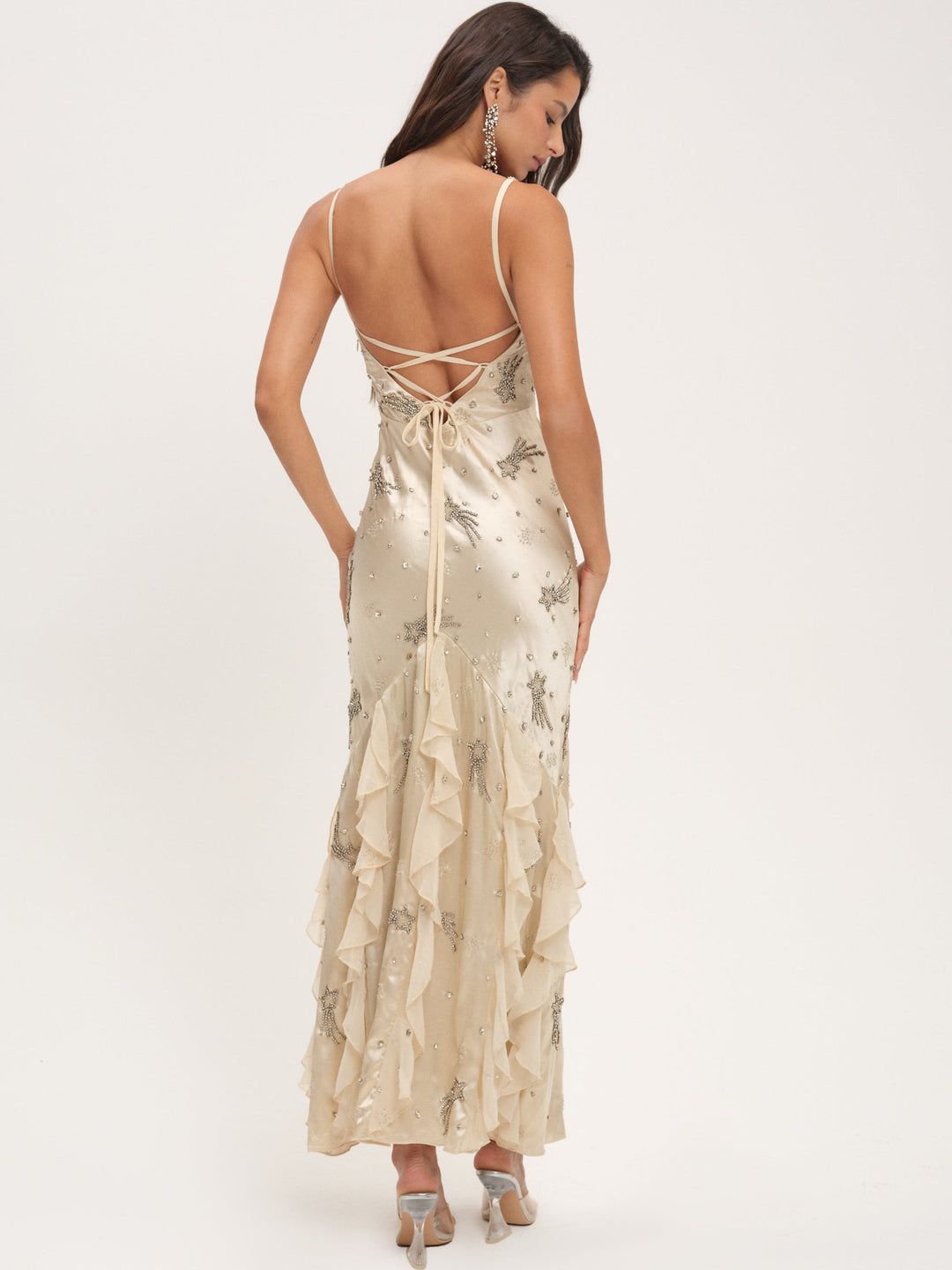For Love and Lemons Elea Beaded Maxi Dress - Cream