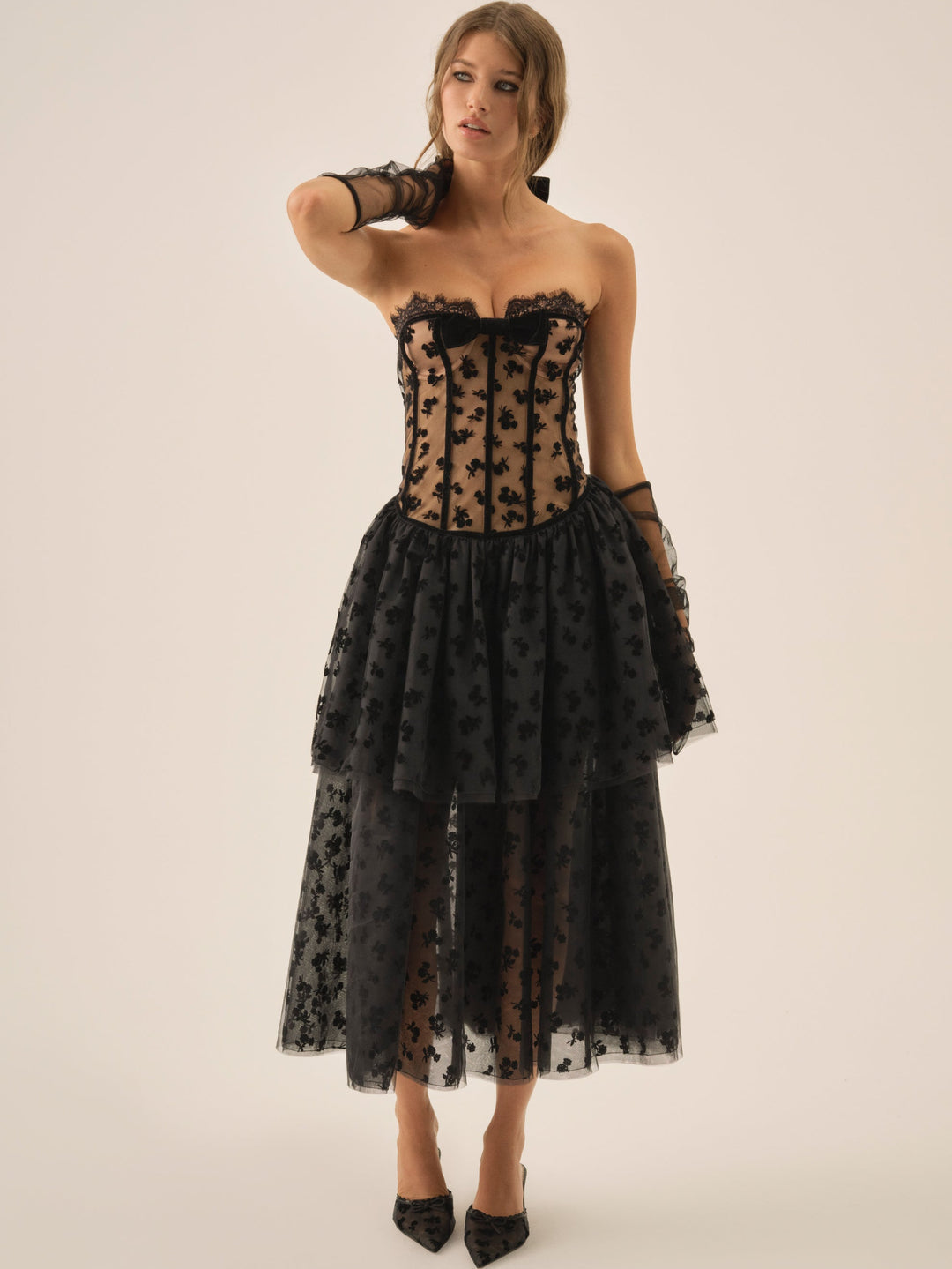 For Love and Lemons Dionne Midi Dress - Black