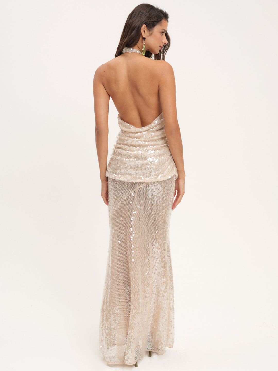 For Love and Lemons Sydney Sequin Maxi Dress - Nude