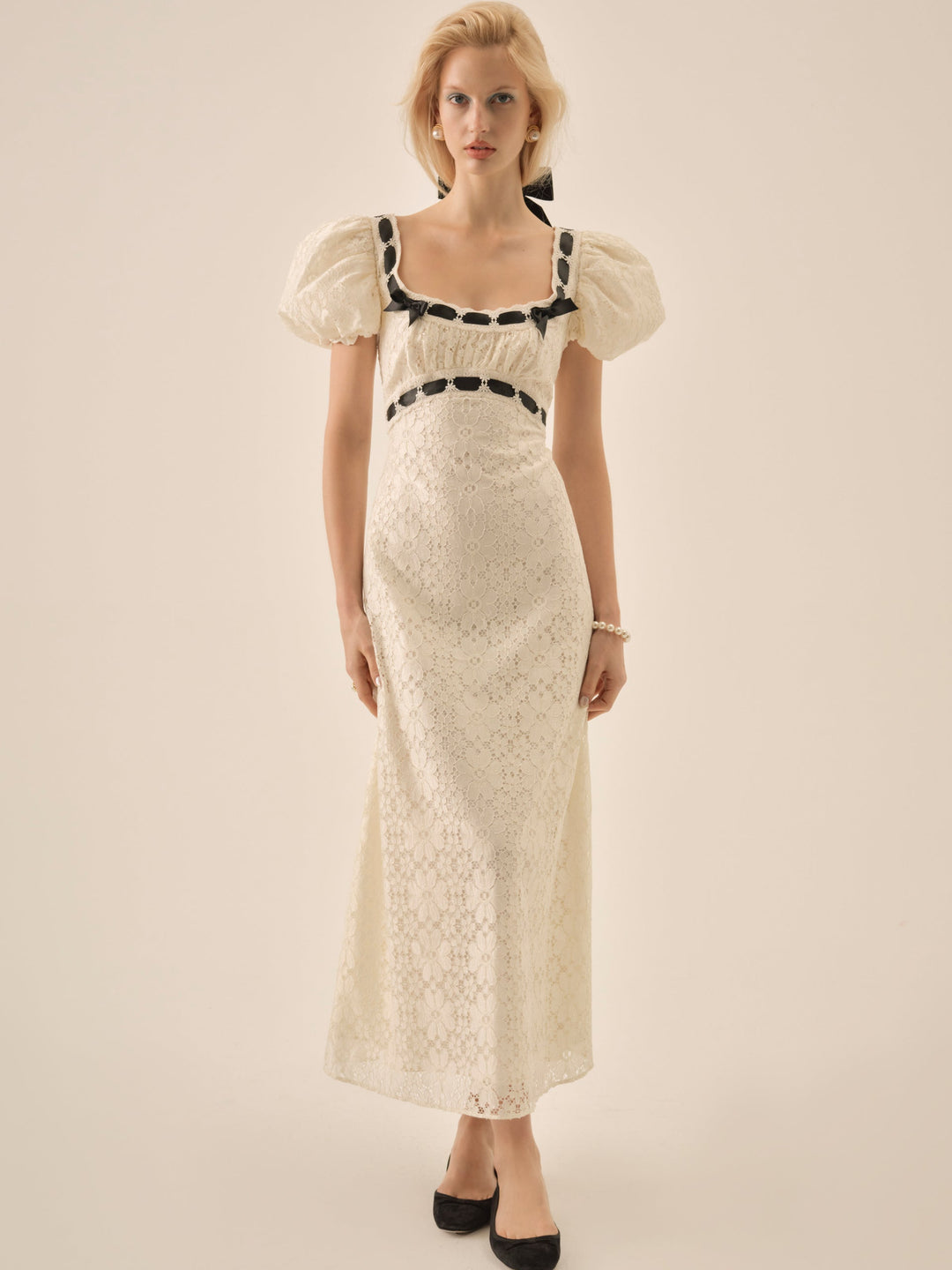 For Love and Lemons Creampuff Lace Maxi Dress - Cream