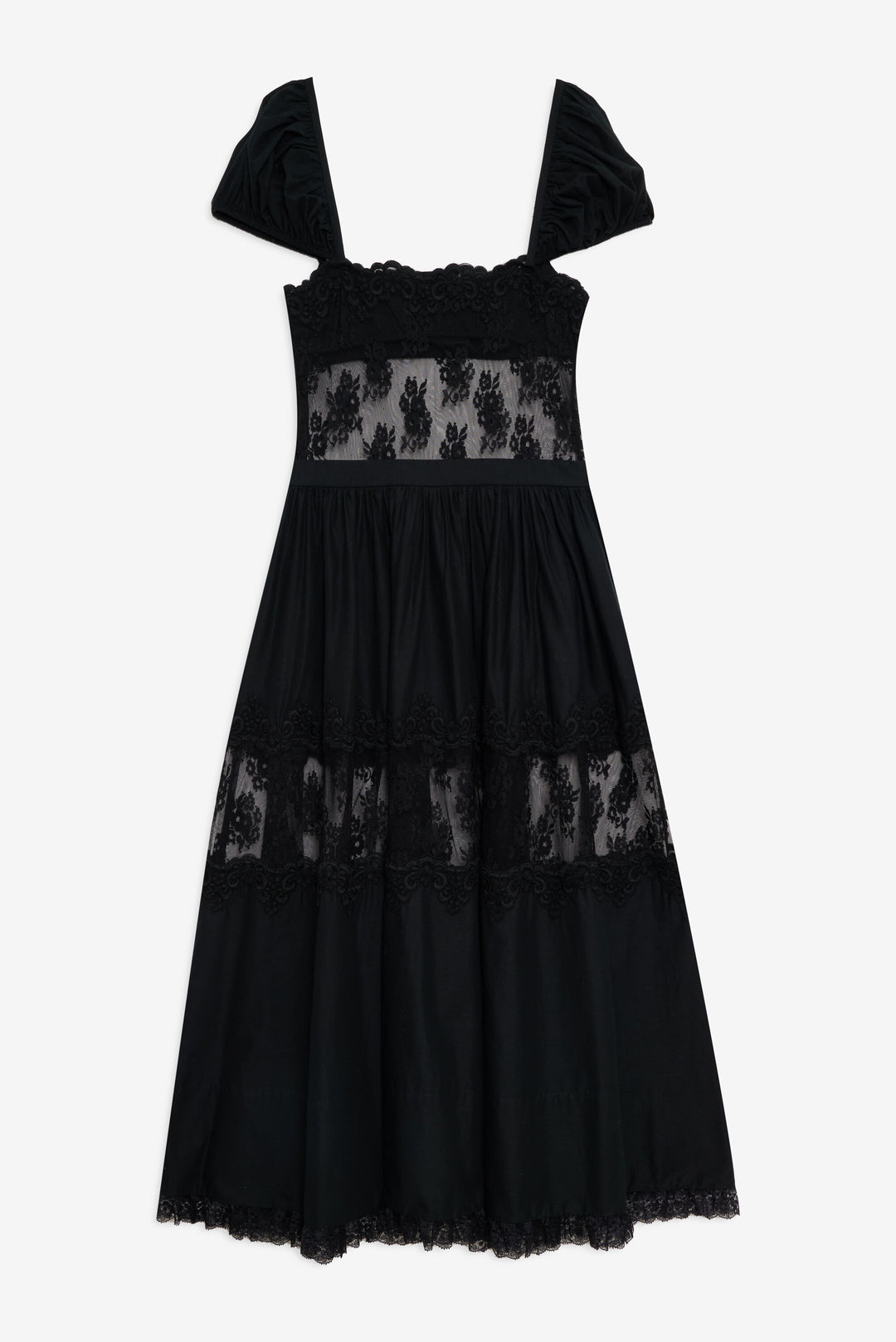 For Love and Lemons Liya Lace Midi Dress - Black