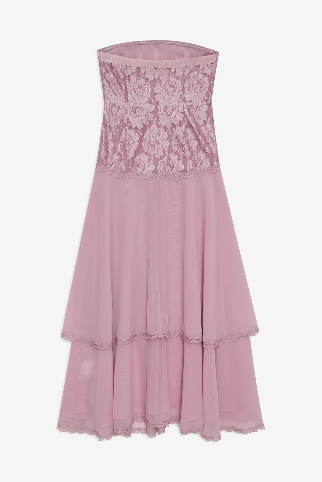 For Love and Lemons Claudia Rose Lace Strapless Midi Dress - Mulberry