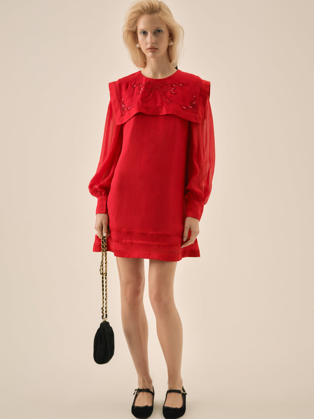 For Love and Lemons Betsy Bow Mini Dress - Red
