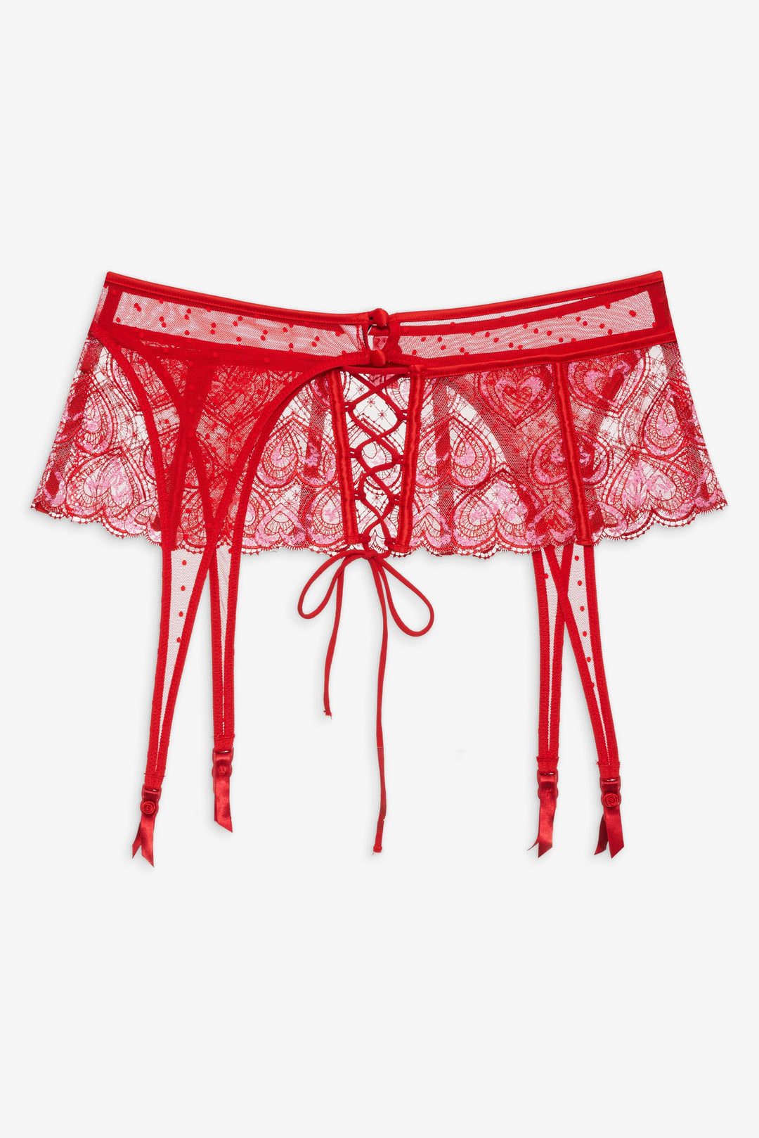 For Love and Lemons Heartbeat Garter Belt - Red