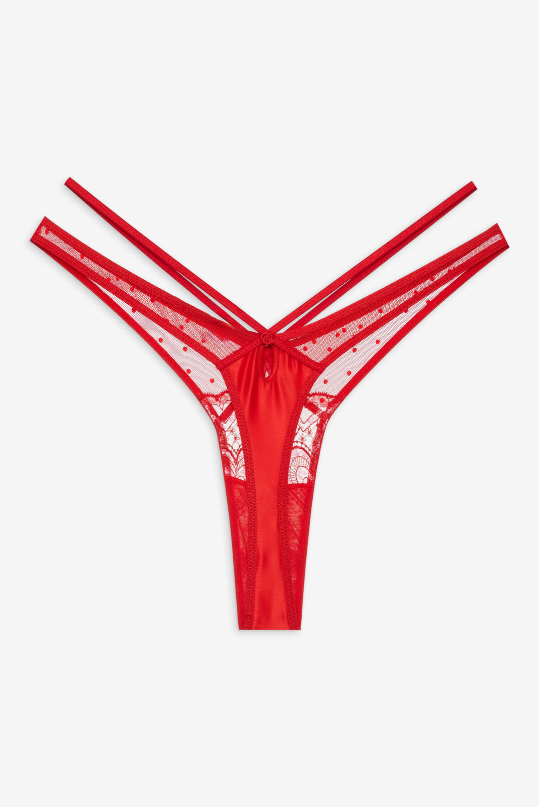 For Love and Lemons Heartbeat Lace Thong Panty - Red