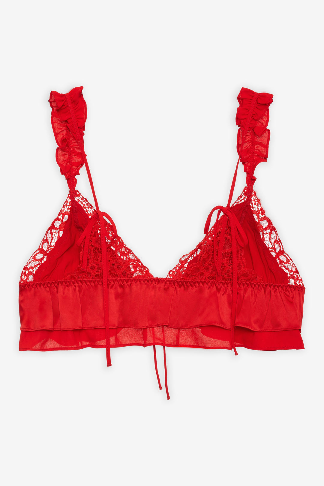 For Love and Lemons Butterfly Lace Ruffle Bralette - Red
