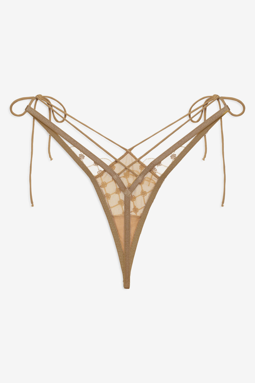 For Love and Lemons Dazzle Me Thong Panty - Gold
