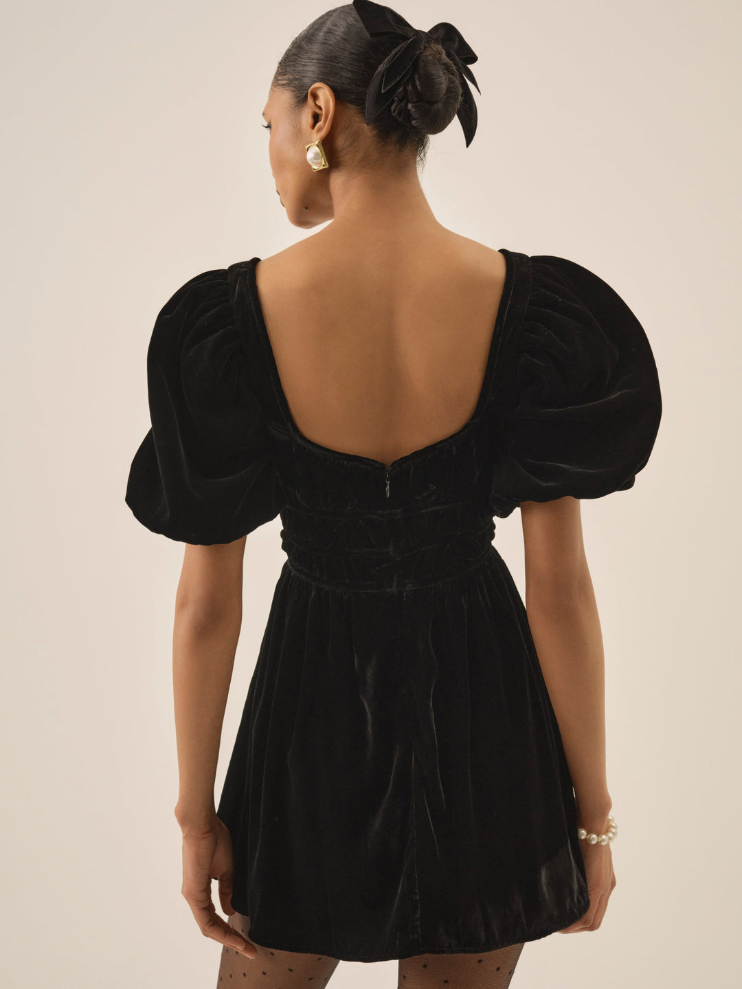 For Love and Lemons Marta Velvet Mini Dress - Black