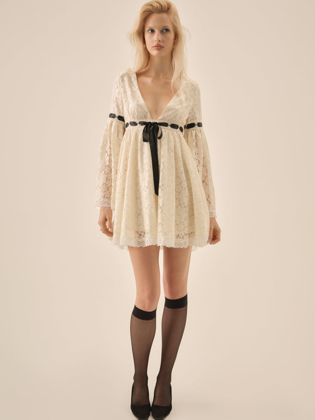 For Love and Lemons Creampuff Lace Mini Dress - Cream