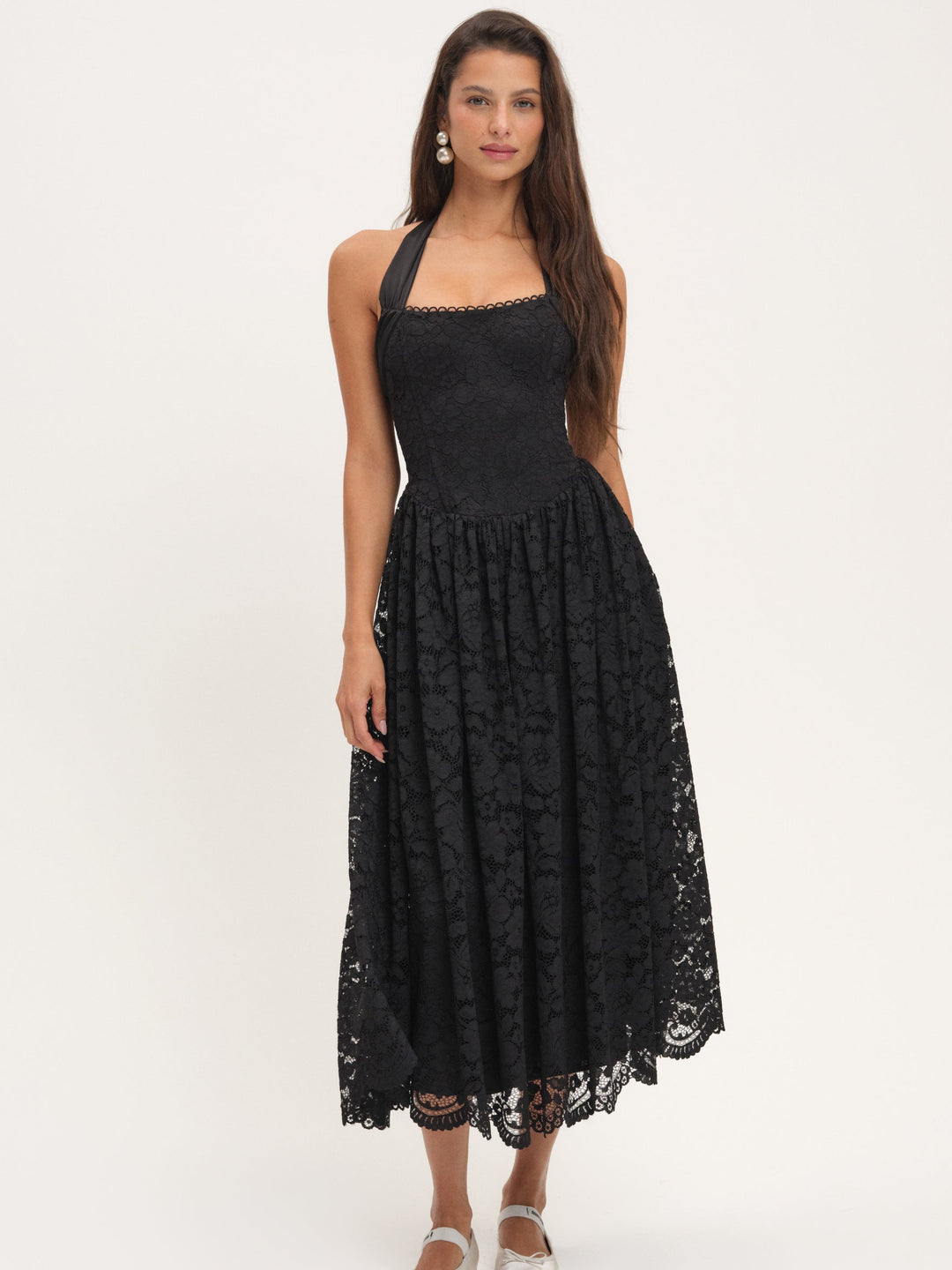 For Love and Lemons Lakeside Midi Dress - Black