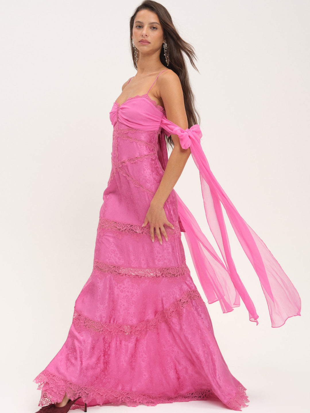 For Love and Lemons Rita Lace Gown - Pink
